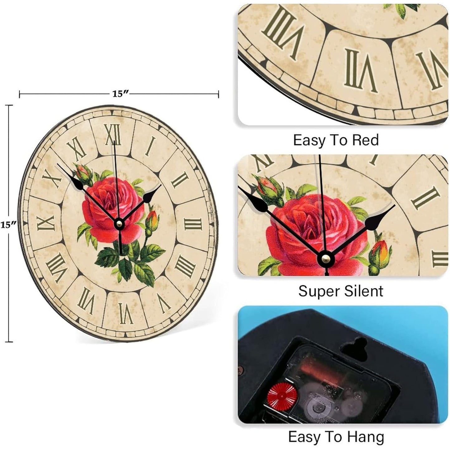 Royal Flower Image Clock Romen Ancent