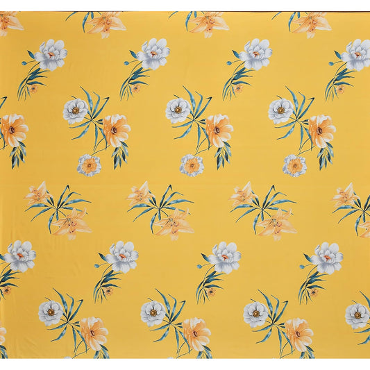 Microfibre Unique Patterns Diwan Set Covers Bedsheet, 2 Bolsters and 5 Cushion Covers (Yellow, Standard) -8 Pcs Set