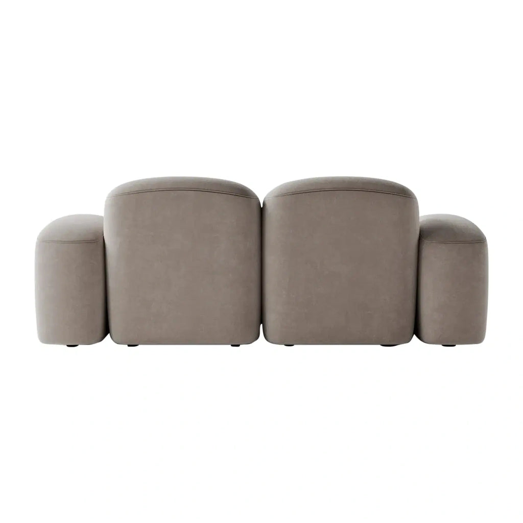 Cloud Shape 3-Seater Sofa with Round Bolster Cushions | Premium Fabric | Modern Modular Living Room Couch