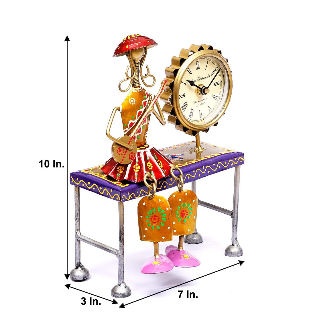 Desert Handcrafted Metal Musician Clock for Living Room & Bedroom Decor