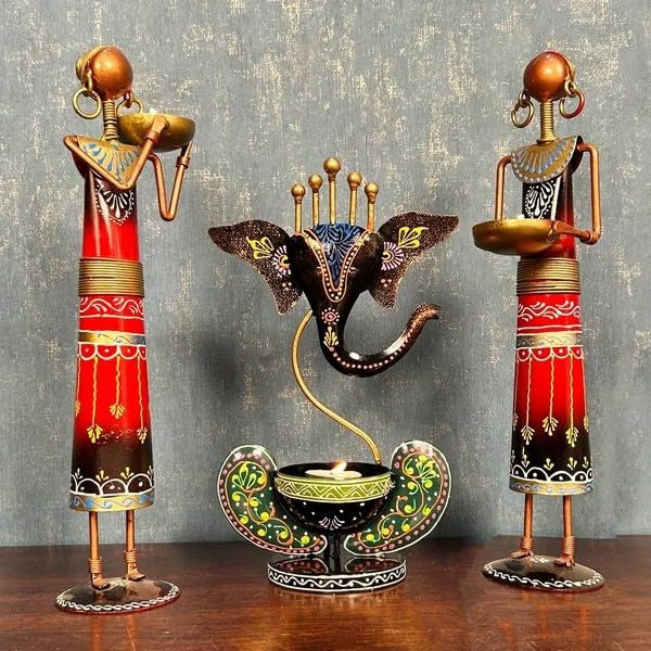 Divine Glow of Blessings – Ganesh Tealight Candle Holder with Doll Figurine | A Symbol of Auspicious Light, Protection & Joy