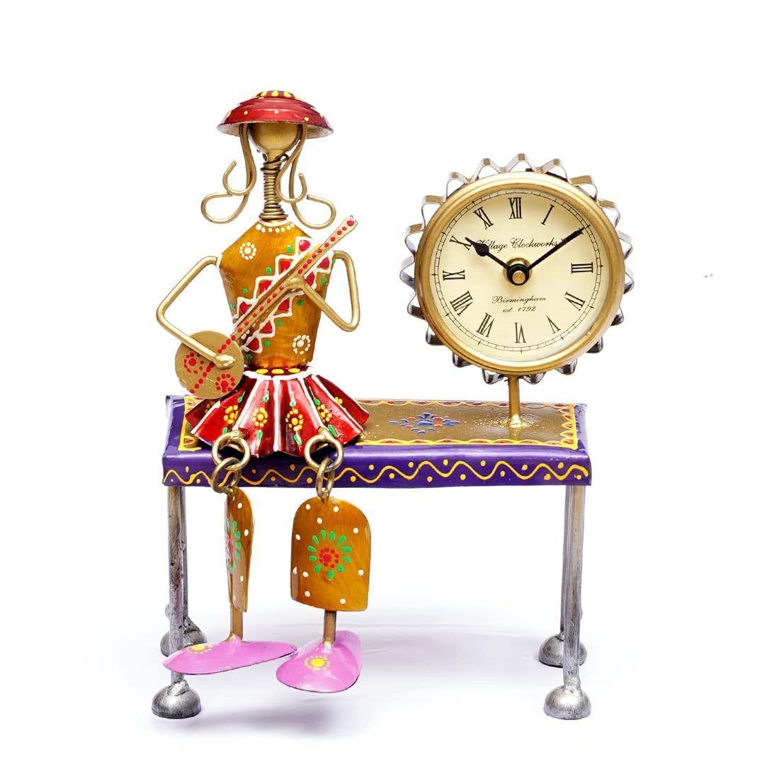 Desert Handcrafted Metal Musician Clock for Living Room & Bedroom Decor