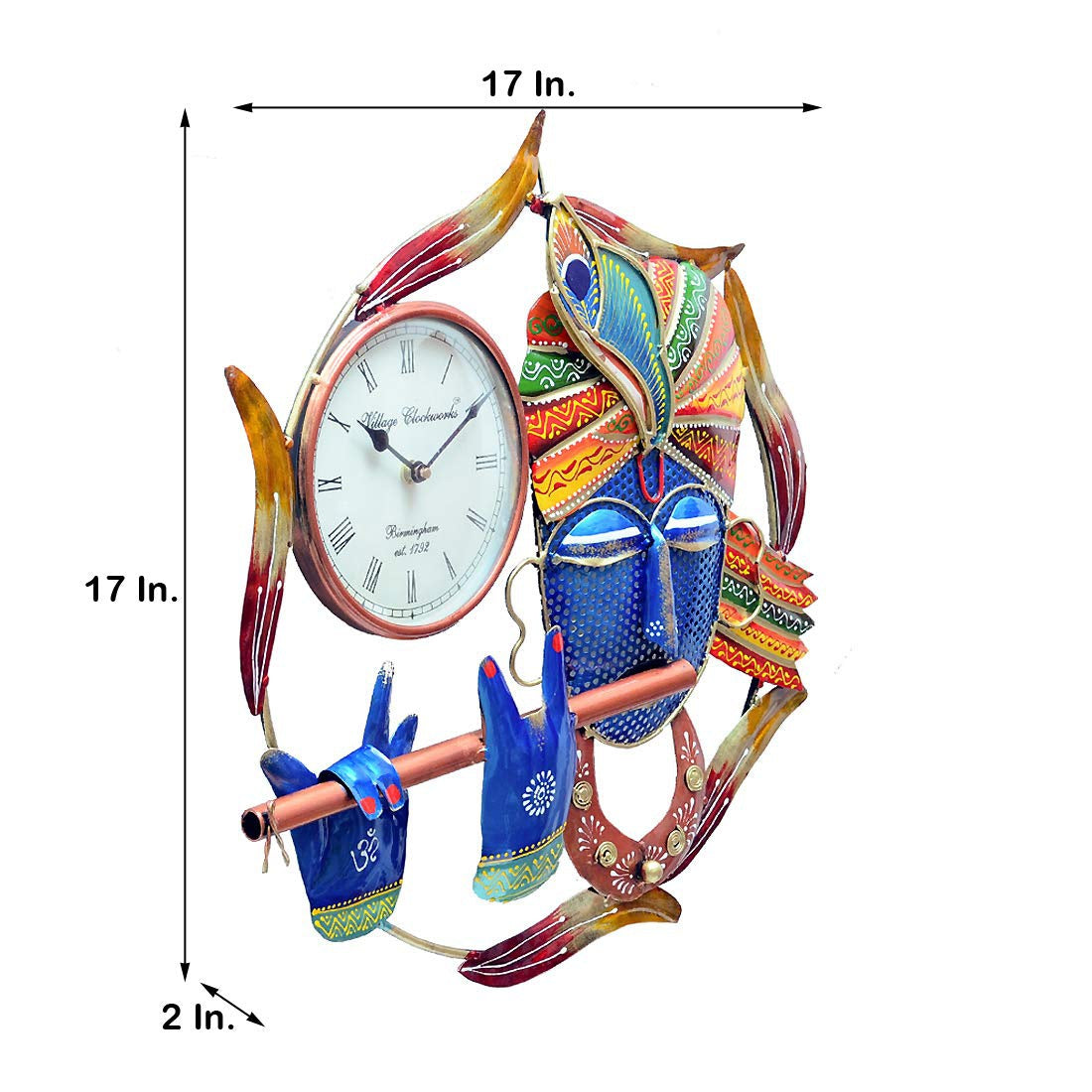 Blue Metal Analog Wall Clock