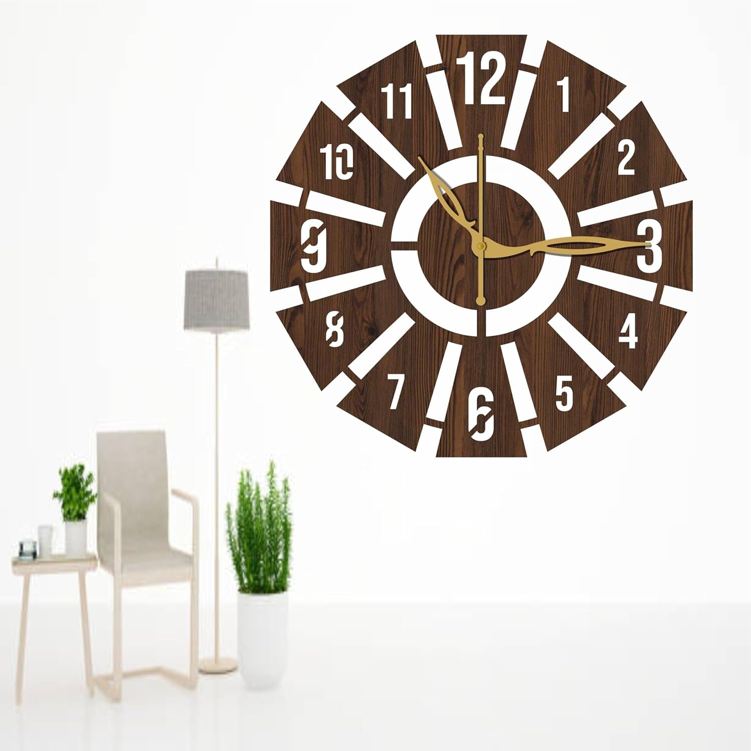 Analog Wall Clock (Brown, Without Glass)