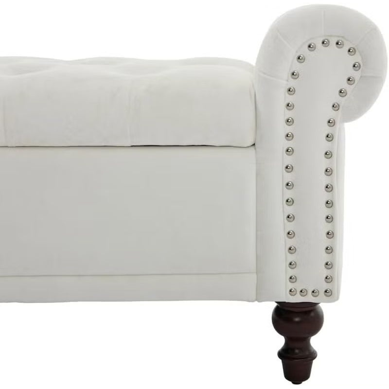 Premium Upholstered Storage Bench with Lift-Top & Wooden Legs | Elegant Bedroom & Living Room Furniture