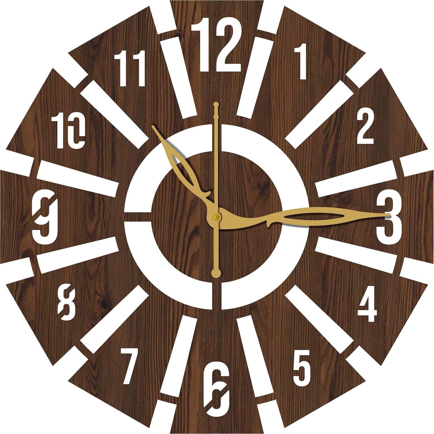 Analog Wall Clock (Brown, Without Glass)