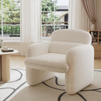 Modern Soft Bouclé Accent Chair for Living Room | Cozy Barrel Style Lounge Chair with Plush Upholstery & Minimalist Design