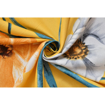 Microfibre Unique Patterns Diwan Set Covers Bedsheet, 2 Bolsters and 5 Cushion Covers (Yellow, Standard) -8 Pcs Set