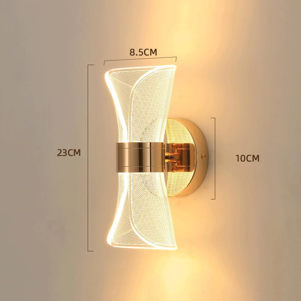 Acrylic Crystal Wall Lamp with Adjustable Colour Changing Function, Elegant French Gold Finish