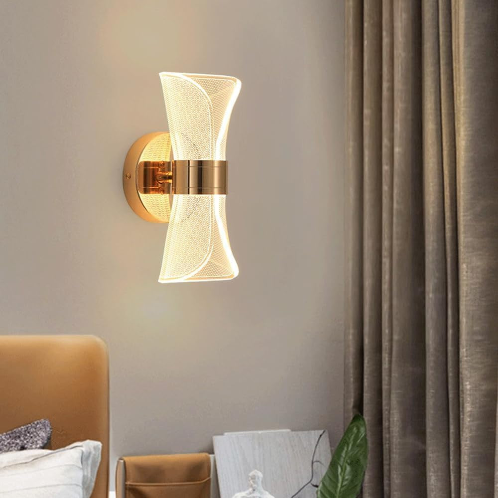 Acrylic Crystal Wall Lamp with Adjustable Colour Changing Function, Elegant French Gold Finish