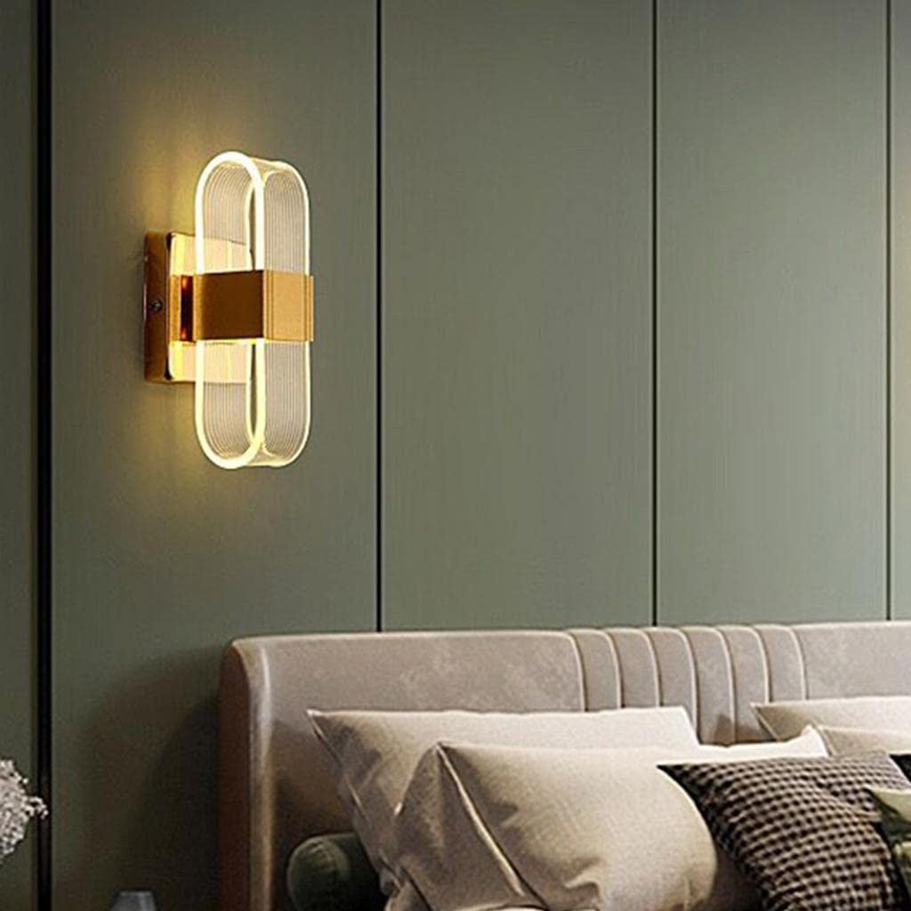 Acrylic Wall Sconce Light Dimmable Lamp – Indoor Gold Stripe Design for Home & Office Lighting