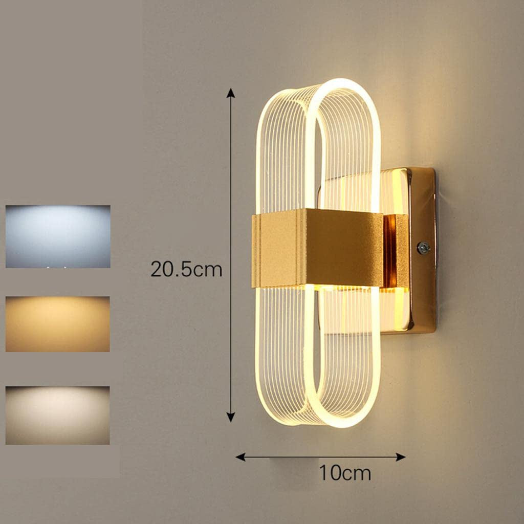 Acrylic Wall Sconce Light Dimmable Lamp – Indoor Gold Stripe Design for Home & Office Lighting