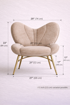 Luxury Butterfly Accent Chair with Gold Metal Legs | Premium Velvet Lounge Chair for Home, Café, Hotel & Office
