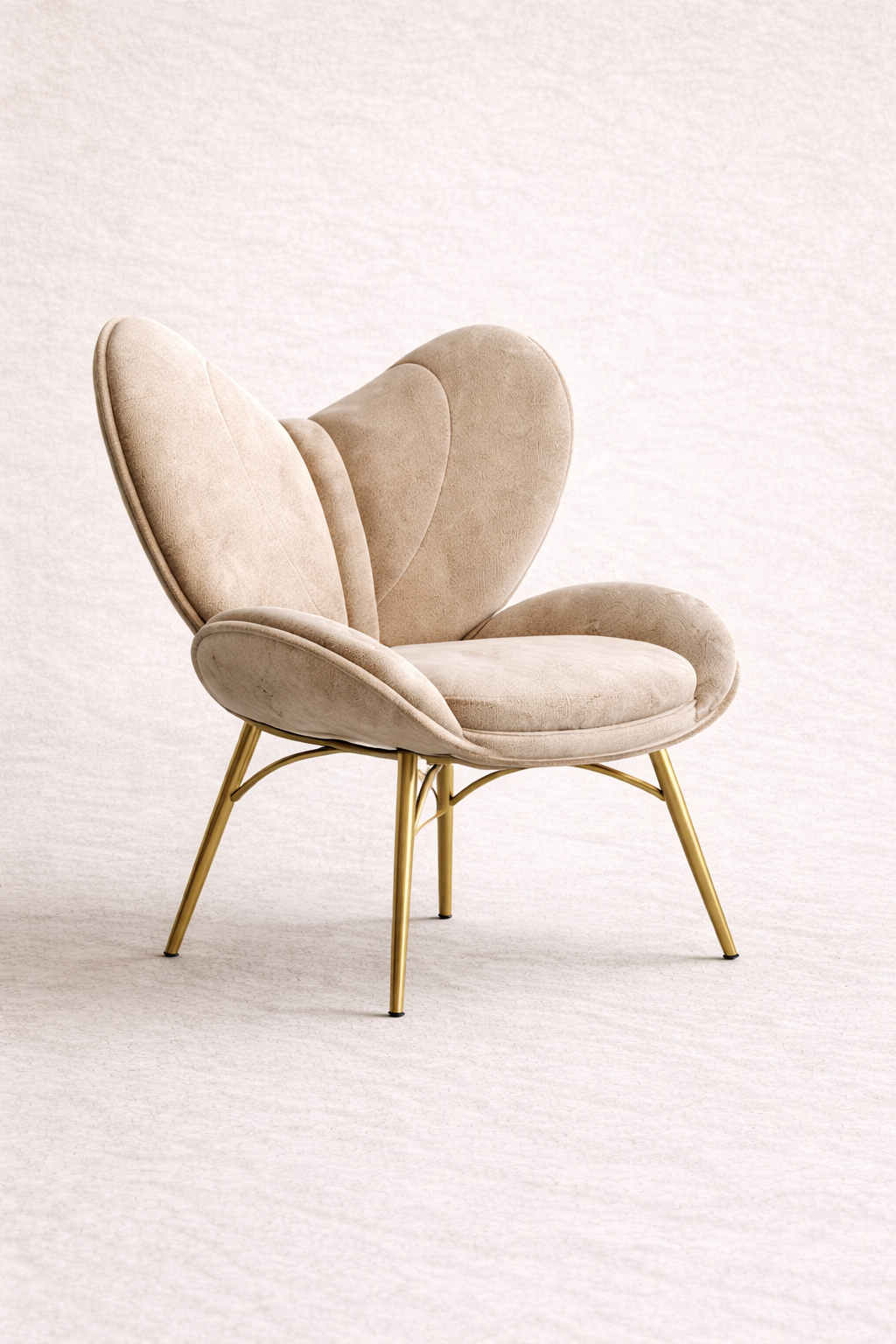 Luxury Butterfly Accent Chair with Gold Metal Legs | Premium Velvet Lounge Chair for Home, Café, Hotel & Office