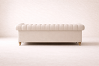 Luxury Cream Chesterfield Sofa with Deep Button Tufting & Solid Wooden Legs