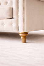 Luxury Cream Chesterfield Sofa with Deep Button Tufting & Solid Wooden Legs