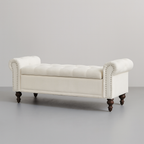 Premium Upholstered Storage Bench with Lift-Top & Wooden Legs | Elegant Bedroom & Living Room Furniture