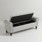 Premium Upholstered Storage Bench with Lift-Top & Wooden Legs | Elegant Bedroom & Living Room Furniture