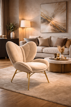 Luxury Butterfly Accent Chair with Gold Metal Legs | Premium Velvet Lounge Chair for Home, Café, Hotel & Office