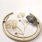 Classy Shades of Grey Moon Style Wall Art Hand Painted Gold & Grey Ginkgo Leaves on Metal (2-Piece High-Gloss Set)