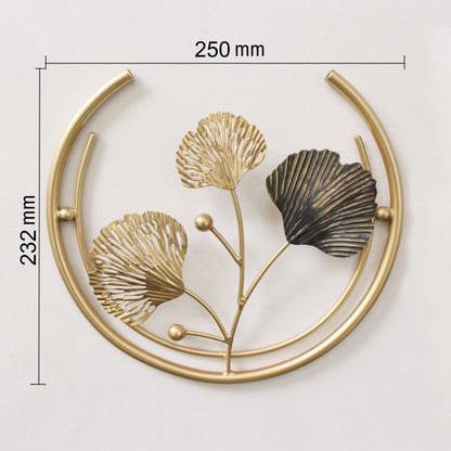 Classy Shades of Grey Moon Style Wall Art Hand Painted Gold & Grey Ginkgo Leaves on Metal (2-Piece High-Gloss Set)