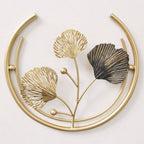 Classy Shades of Grey Moon Style Wall Art Hand Painted Gold & Grey Ginkgo Leaves on Metal (2-Piece High-Gloss Set)