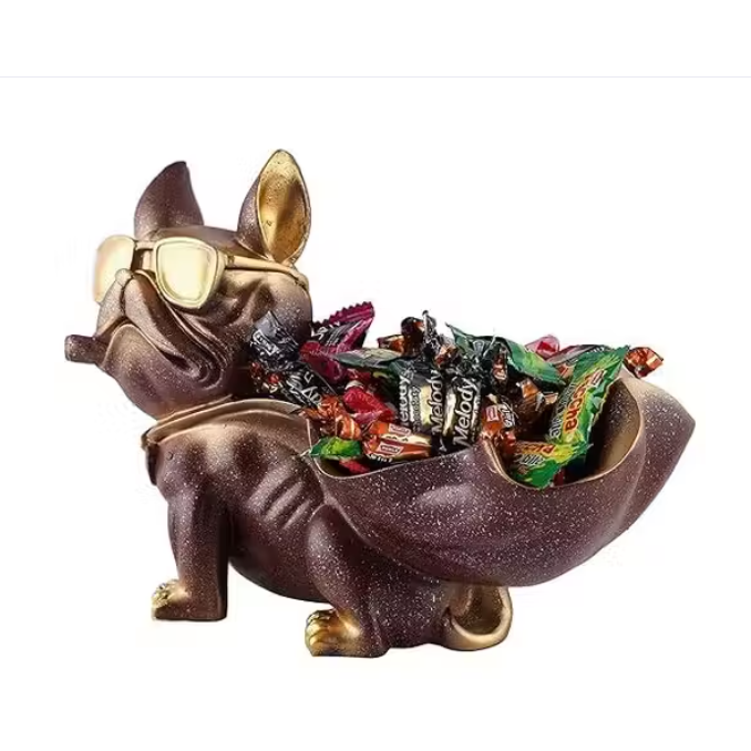 Decorative Bulldog Sculpture with Storage | Modern Dog Figurine with Tray | Unique Home & Living Room Showpiece