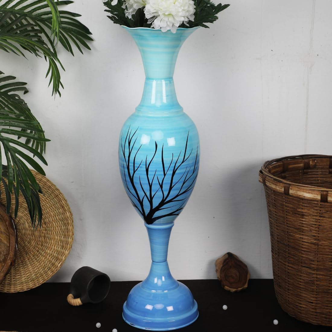 Flower Vase Big Size for Living Room Corner – 25-Inch Multicolor Handmade Iron Decorative Centerpiece