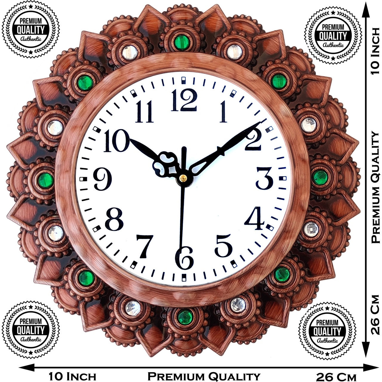 Analog 26 cm X 26 cm Wall Clock (Brown, With Glass, Standard)
