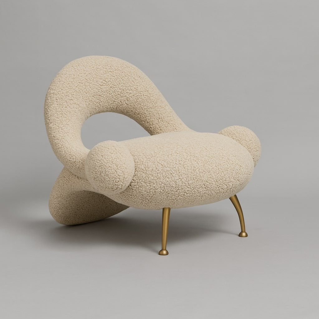 Italian Luxury Artistic Design Leisure Sofa Chair Curved Back Bent Style Reception Single Chair Contemporary Accent Chair for Living Room