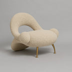 Italian Luxury Artistic Design Leisure Sofa Chair Curved Back Bent Style Reception Single Chair Contemporary Accent Chair for Living Room
