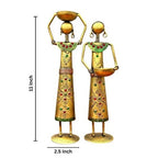 Labour Lady Antique T-Lite Candle Holders Set of 2 – Handcrafted Metal Rustic & Ethnic Home Décor from Rajasthan