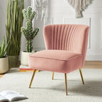 Velvet Accent Chair | Modern Lounge Chair with Gold Metal Legs | Stylish Living Room & Bedroom Seating
