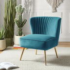 Velvet Accent Chair | Modern Lounge Chair with Gold Metal Legs | Stylish Living Room & Bedroom Seating