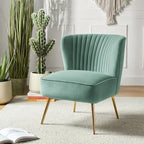 Velvet Accent Chair | Modern Lounge Chair with Gold Metal Legs | Stylish Living Room & Bedroom Seating