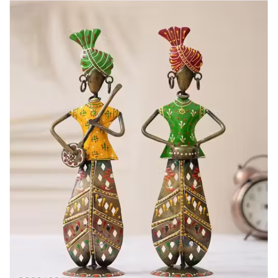 Melodies of Warmth – Metal Musician T-Light Set (Set of 2) | A Symbol of Art, Rhythm & Cozy Ambience Multicolor