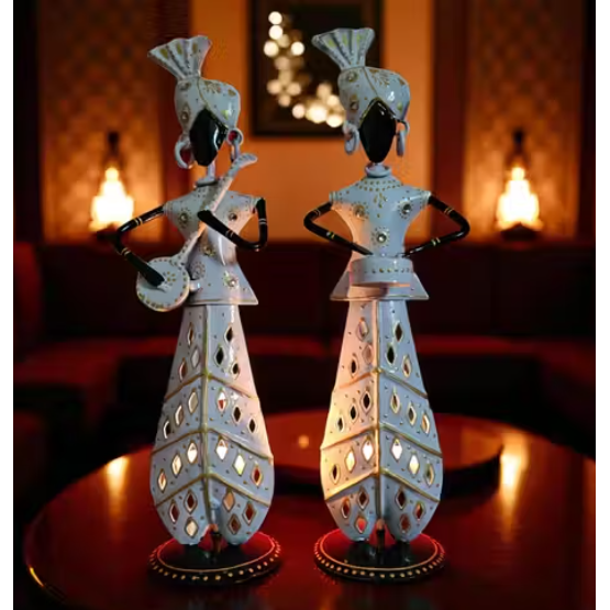 Melodies of Warmth – Metal Musician T-Light Set (Set of 2) | A Symbol of Art, Rhythm & Cozy Ambience