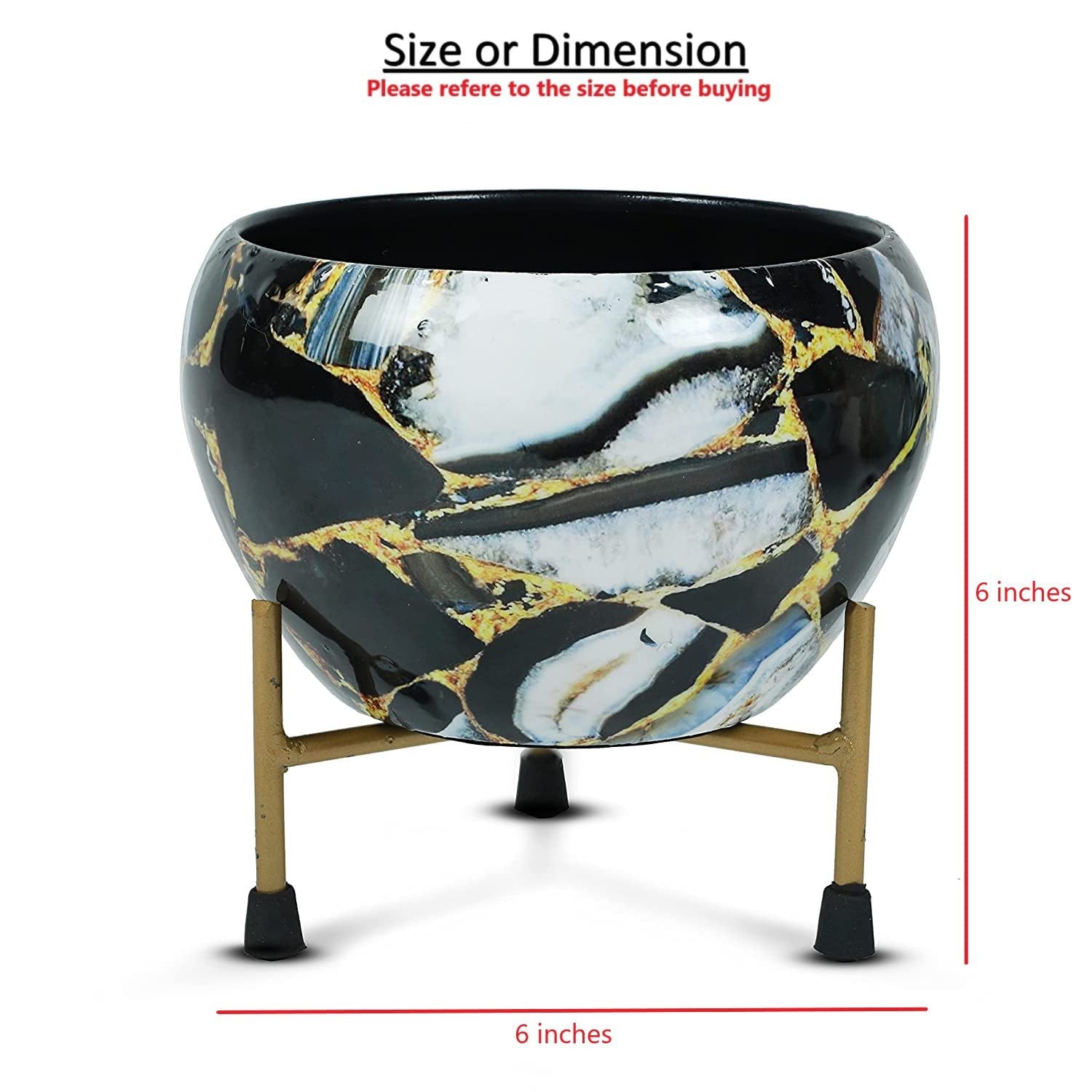 Metal Flower Pot with Stand – Powder-Coated Indoor Tabletop Planter for Home & Dining Table Decor (Multi-Color)