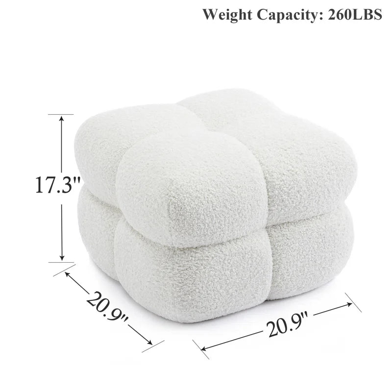 Set of 2 Modern Bouclé Cube Ottoman Pouf – Soft Upholstered Footrest for Living Room