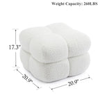 Set of 2 Modern Bouclé Cube Ottoman Pouf – Soft Upholstered Footrest for Living Room