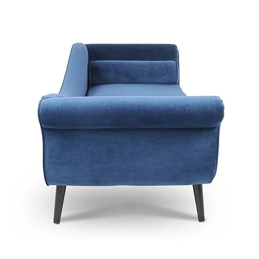 Comfort & Trendy Rosewood 2-Seater Modern Classic Settee Chaise Lounge with Pillow – Blissful Casa (Light Blue Kulfi, Large)