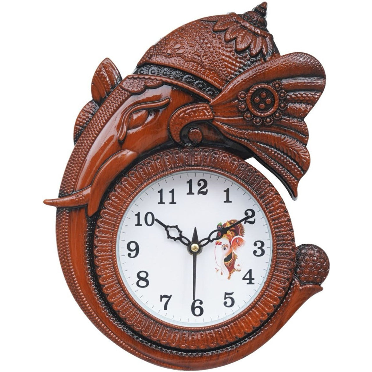 Analog 29 cm X 22 cm Wall Clock (Brown, With Glass, Standard)