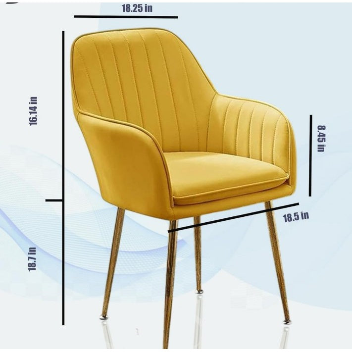 Premium Velvet Accent Chair with Matching Pouffe | Modern Upholstered Armchair with Heavy Gold Metal Legs | Multicolour Option Available