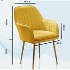 Premium Velvet Accent Chair with Matching Pouffe | Modern Upholstered Armchair with Heavy Gold Metal Legs | Multicolour Option Available