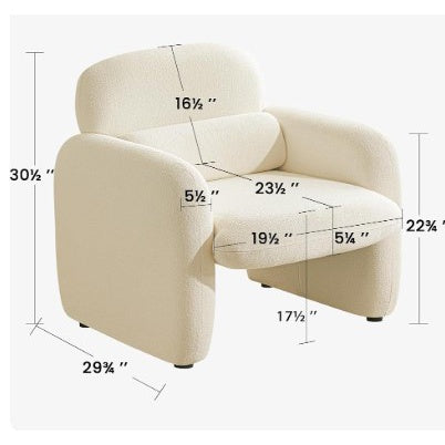 Modern Soft Bouclé Accent Chair for Living Room | Cozy Barrel Style Lounge Chair with Plush Upholstery & Minimalist Design