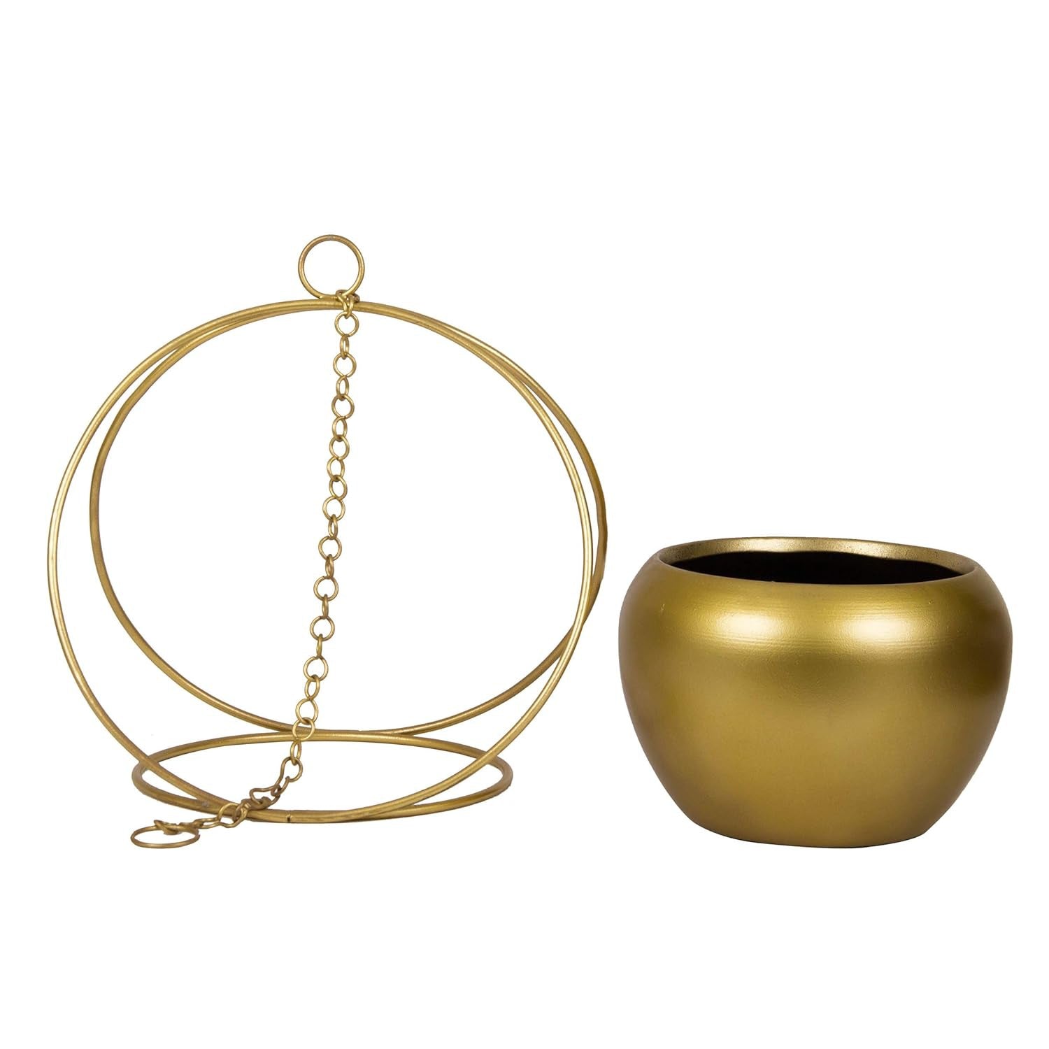 Wall & Ceiling Hanging Metal Planter – Brass Finish Indoor Living Room, Balcony & Patio Decoration