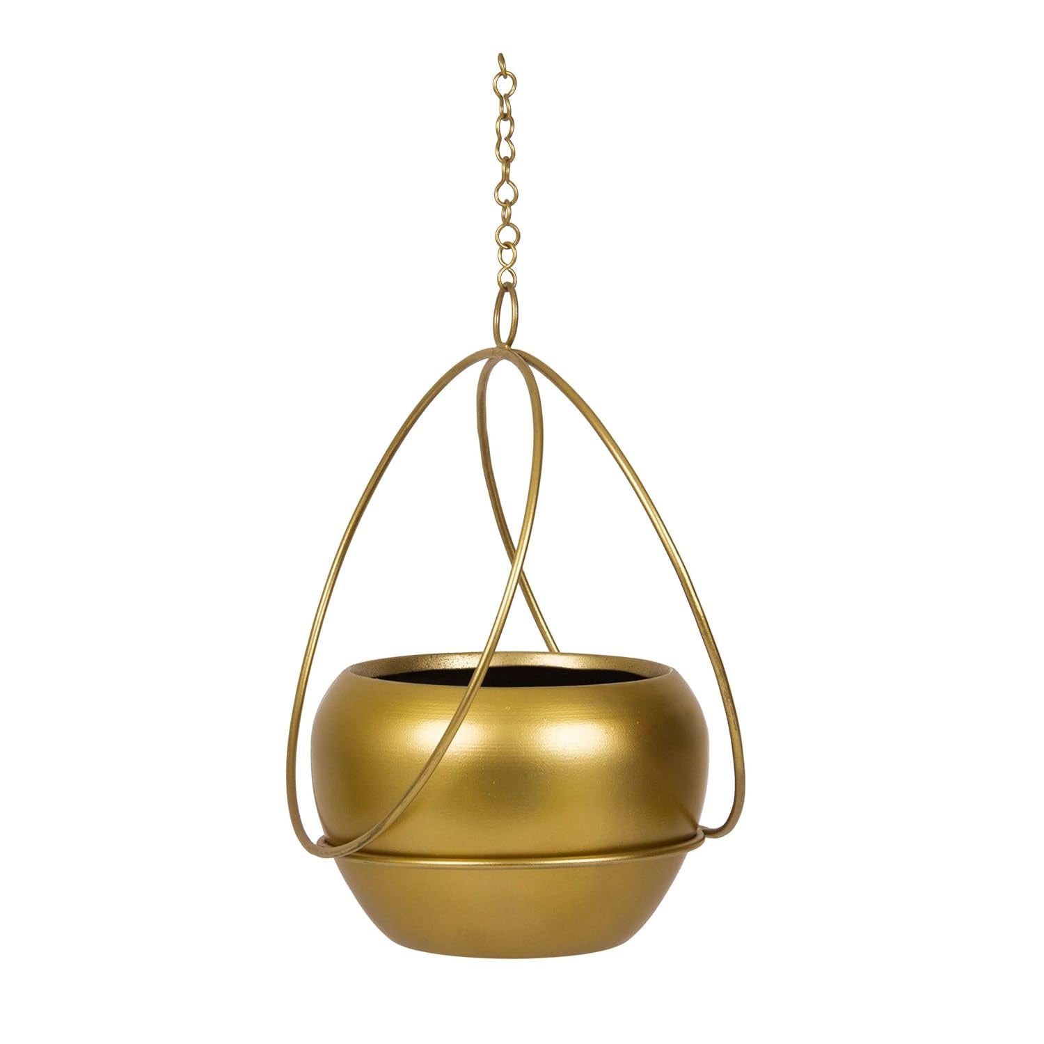 Wall & Ceiling Hanging Metal Planter – Brass Finish Indoor Living Room, Balcony & Patio Decoration