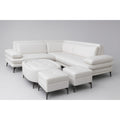 LuxeEdge Arc Sofa-Designer L-Shaped Sofa with Multi-Comfort Cushions,Center Table & Two Ottomans White