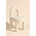 Modern Bouclé Upholstered Accent Chair | Minimalist Curved Backrest Designer Chair for Living Room & Bedroom
