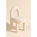Modern Bouclé Upholstered Accent Chair | Minimalist Curved Backrest Designer Chair for Living Room & Bedroom